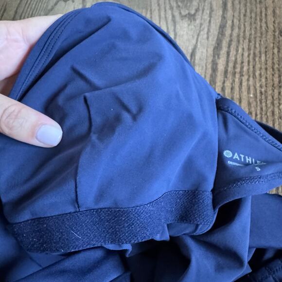 Athleta Womens Navy Blue Ruched Square Neck One Piece Swim Suit Size Small - Picture 7 of 9